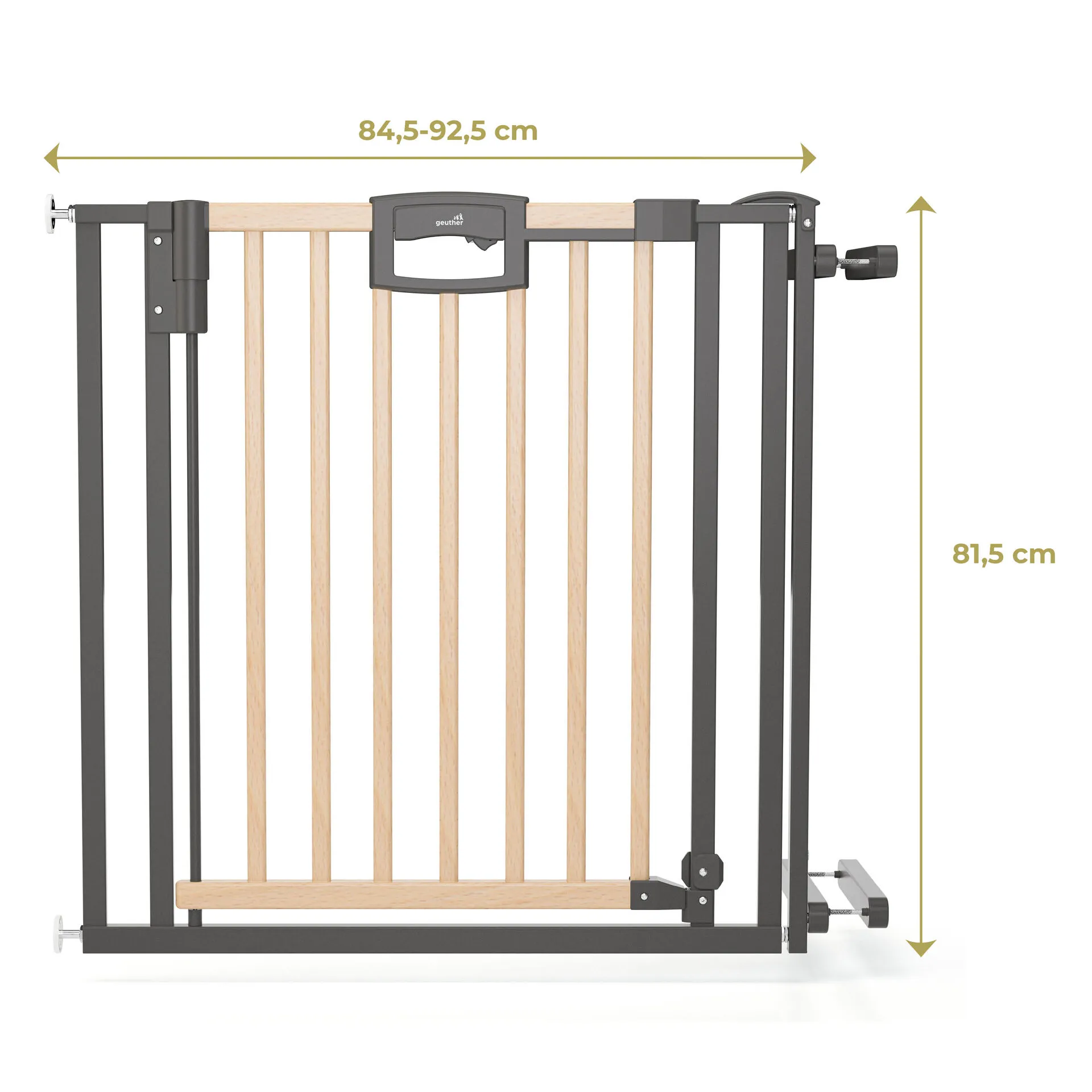Barrière d'escalier à pression Easylock Plus pour ouvertures de 84,5 à 92,5 cm en bois/métal